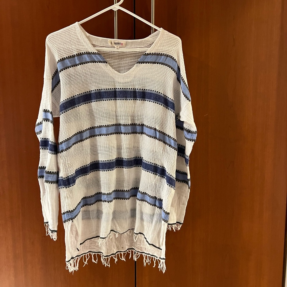 Lemlem Blue Stripe Swim Coverup Small